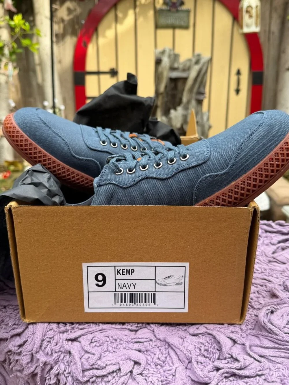 👟 Men's Kemp Navy Canvas Shoes | Size 9 | Genuine Leather Insole